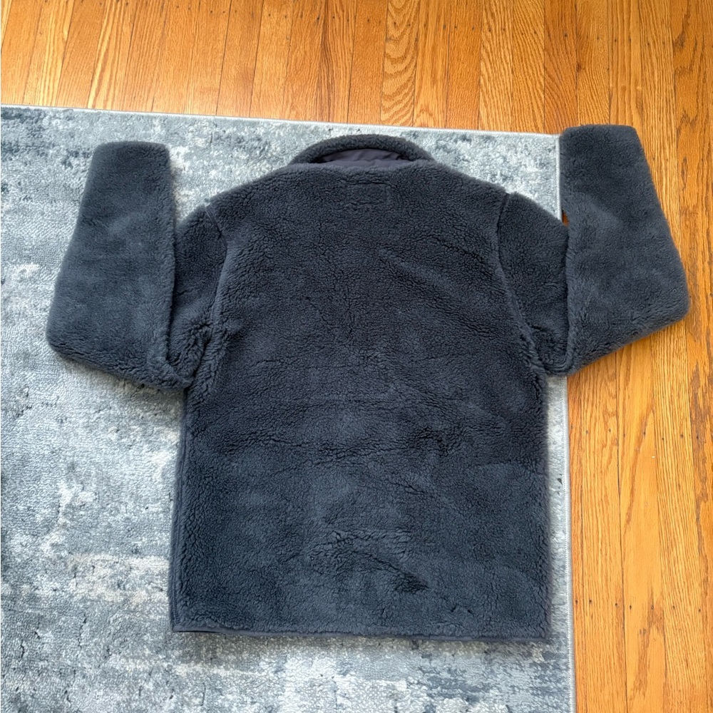 Best Made Co. Wool Sherpa Zip Up Fleece with Leather Pulls, Men’s XS, Dark Grey. - Picture 3 of 6